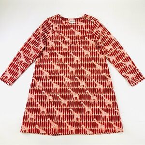 PeppaLoves giraffe print Aline dress Fits Size 14 cotton long sleeve